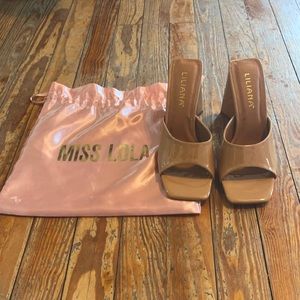 MISS LOLA nude heeled mules NEVER WORN